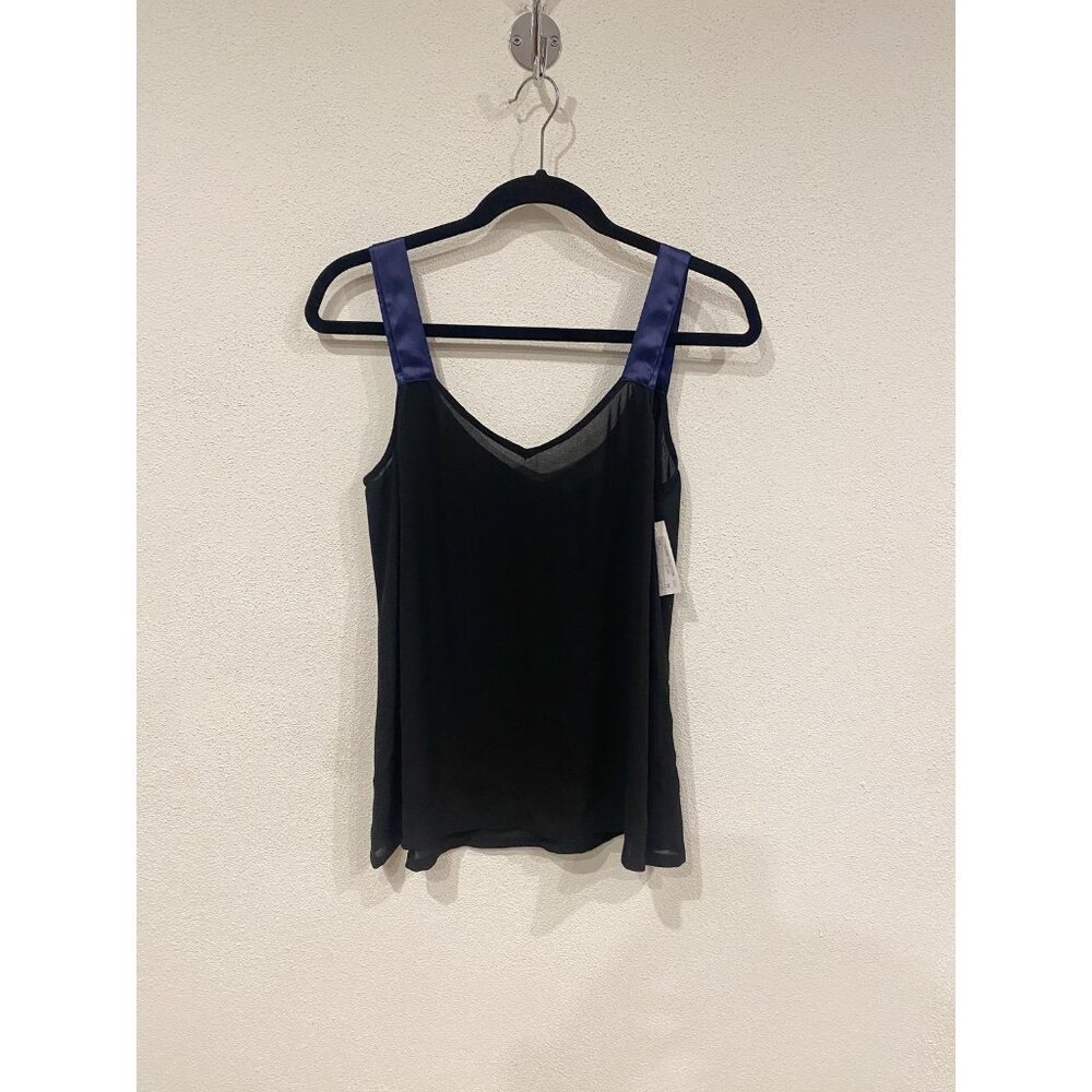 Symphony + Note Tank Top Womens Medium Black Coleman Collection Blue Strap NWT